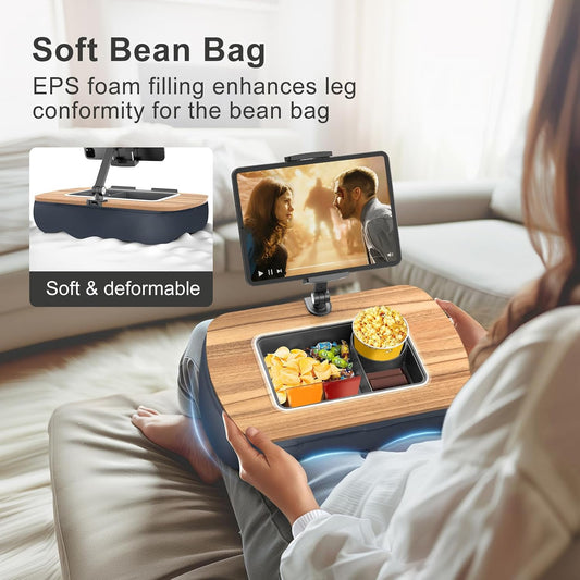 Tablet Pillow Stand for Lap, Adjustable iPad Holder with Snack Bowl