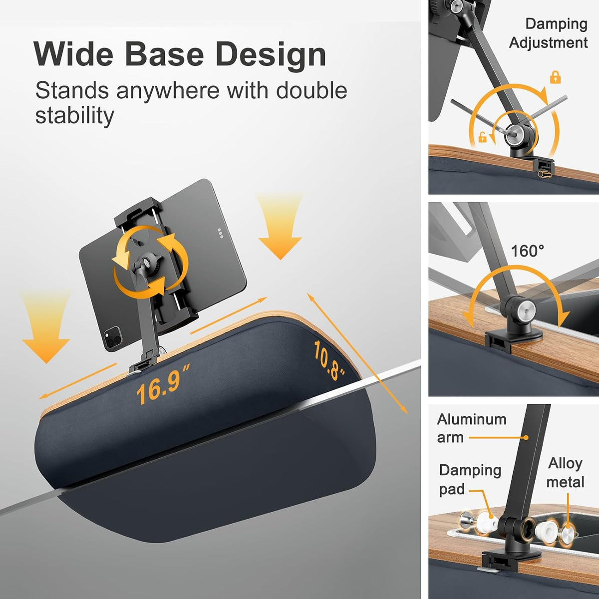 Tablet Pillow Stand for Lap, Adjustable iPad Holder with Snack Bowl