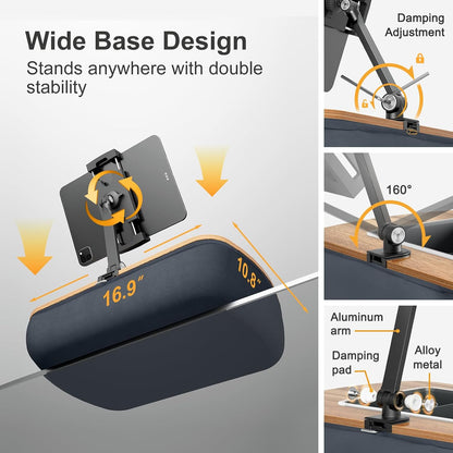 Tablet Pillow Stand for Lap, Adjustable iPad Holder with Snack Bowl