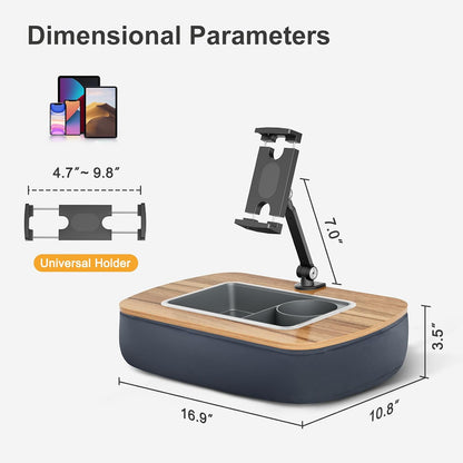 Tablet Pillow Stand for Lap, Adjustable iPad Holder with Snack Bowl