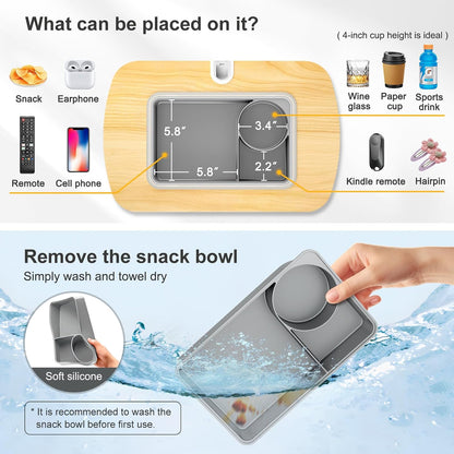 Tablet Pillow Stand for Lap, Adjustable iPad Holder with Snack Bowl