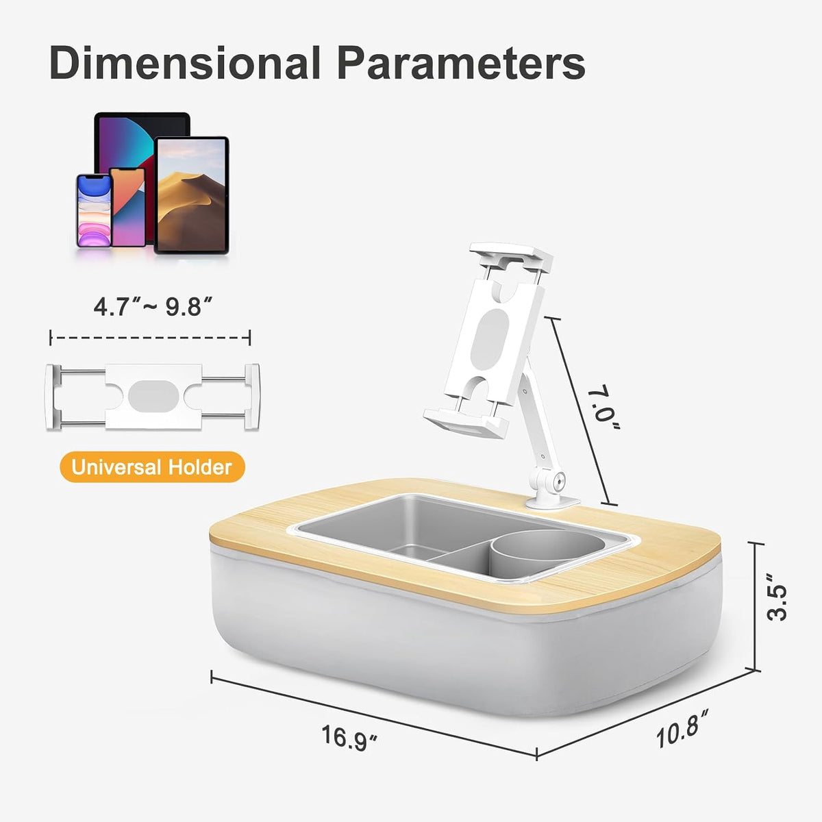 Tablet Pillow Stand for Lap, Adjustable iPad Holder with Snack Bowl