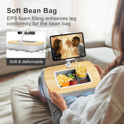 Tablet Pillow Stand for Lap, Adjustable iPad Holder with Snack Bowl