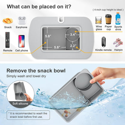 Tablet Pillow Stand for Lap, Adjustable iPad Holder with Snack Bowl