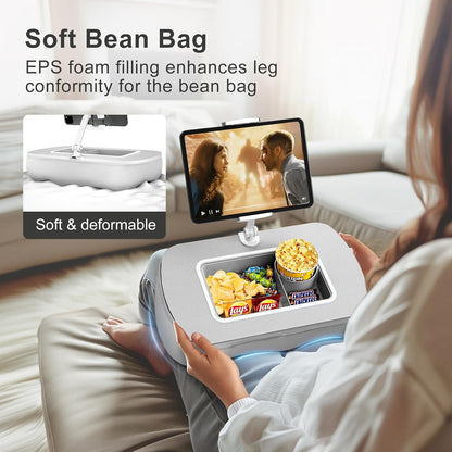 Tablet Pillow Stand for Lap, Adjustable iPad Holder with Snack Bowl