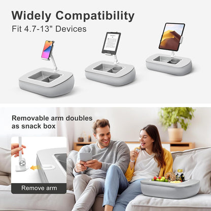 Tablet Pillow Stand for Lap, Adjustable iPad Holder with Snack Bowl