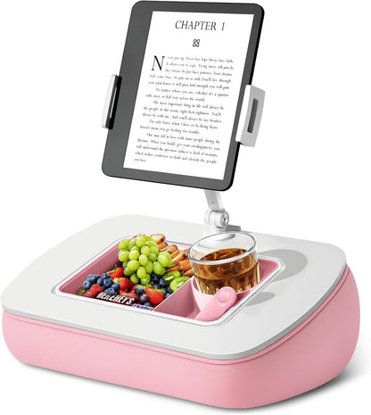 Tablet Pillow Stand for Lap, Adjustable iPad Holder with Snack Bowl