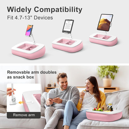 Tablet Pillow Stand for Lap, Adjustable iPad Holder with Snack Bowl