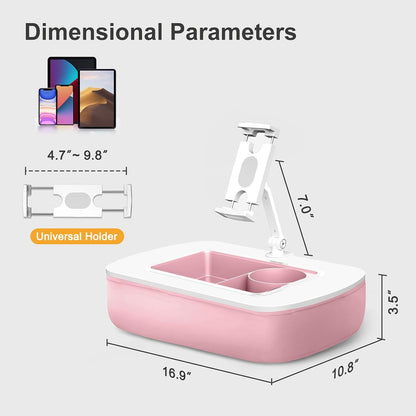 Tablet Pillow Stand for Lap, Adjustable iPad Holder with Snack Bowl