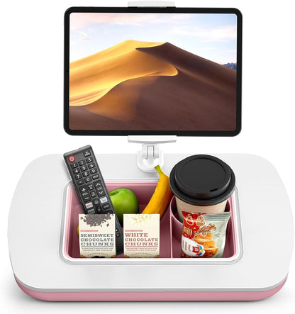 Tablet Pillow Stand for Lap, Adjustable iPad Holder with Snack Bowl