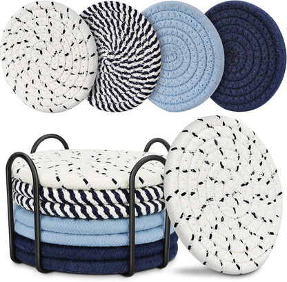 Blue Coaster, Drink Coasters, 8 PackCup Coasters, Kitchen Table Decor, Table Decor for Living Room, Bar Accessories for The Home Bar Set, Coaster Set for Wooden Tabletop Protection Table