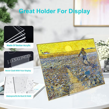 Boloyo Acrylic Book Stand with Ledge, 4 Inch Clear Acrylic Display Easel Transparent Display Stand Holder Tablet Holder for Displaying Books,Magazine,Plate,Pictures,Artworks, CDs