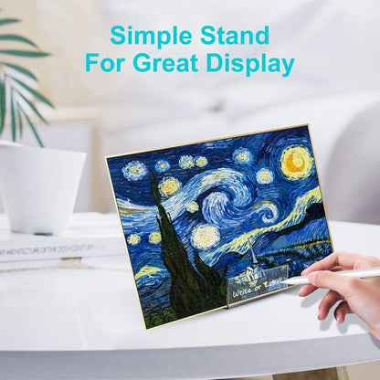 Boloyo Acrylic Book Stand with Ledge, 4 Inch Clear Acrylic Display Easel Transparent Display Stand Holder Tablet Holder for Displaying Books,Magazine,Plate,Pictures,Artworks, CDs