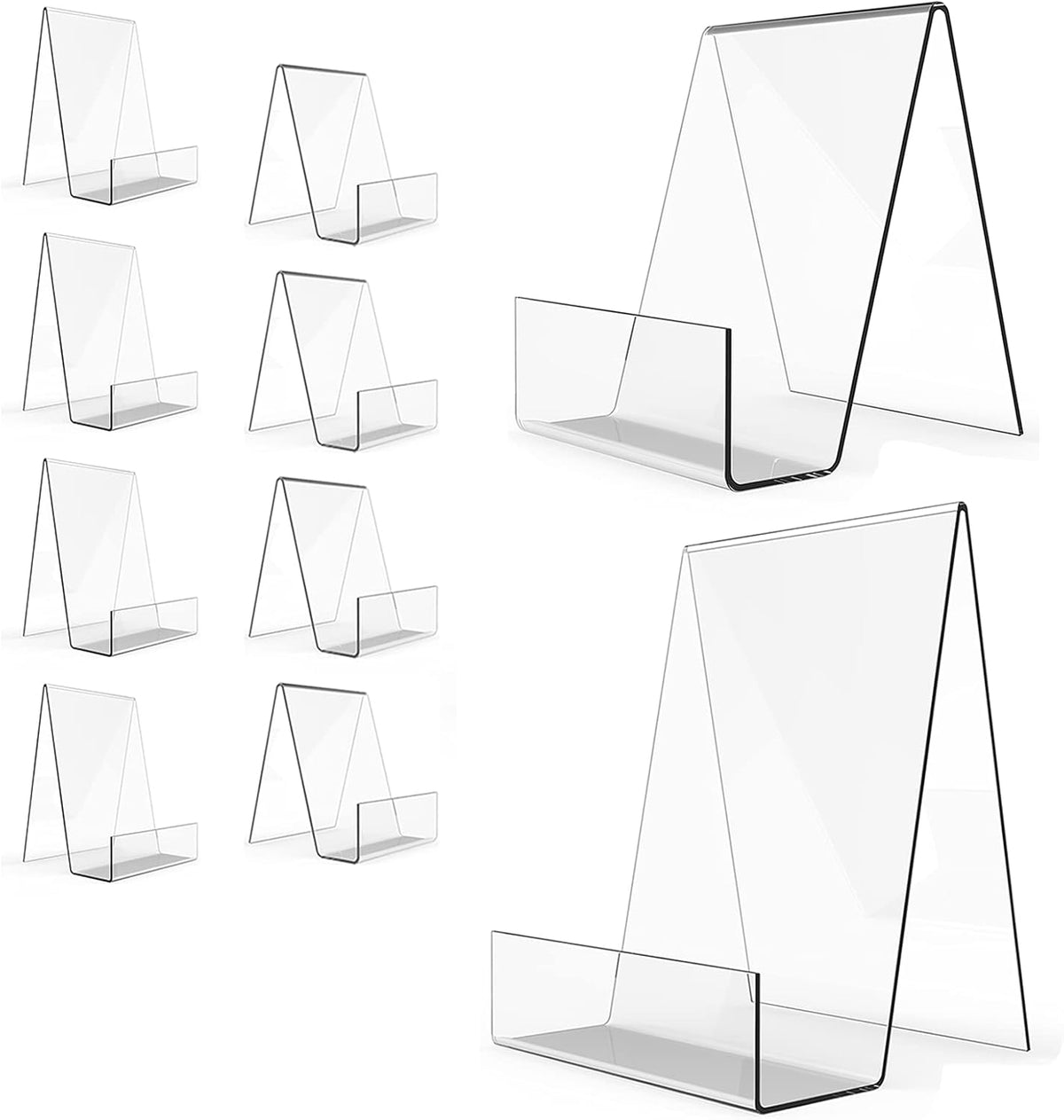 Boloyo Acrylic Book Stand with Ledge, 4 Inch Clear Acrylic Display Easel Transparent Display Stand Holder Tablet Holder for Displaying Books,Magazine,Plate,Pictures,Artworks, CDs