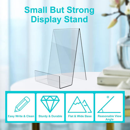 Boloyo Acrylic Book Stand with Ledge, 4 Inch Clear Acrylic Display Easel Transparent Display Stand Holder Tablet Holder for Displaying Books,Magazine,Plate,Pictures,Artworks, CDs