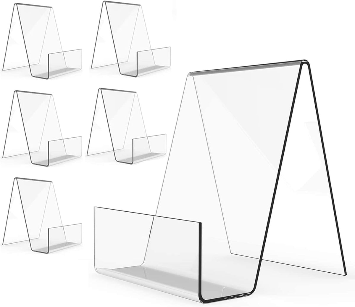 Boloyo Acrylic Book Stand with Ledge, 4 Inch Clear Acrylic Display Easel Transparent Display Stand Holder Tablet Holder for Displaying Books,Magazine,Plate,Pictures,Artworks, CDs