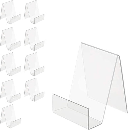 Boloyo Acrylic Book Stand with Ledge, 4 Inch Clear Acrylic Display Easel Transparent Display Stand Holder Tablet Holder for Displaying Books,Magazine,Plate,Pictures,Artworks, CDs