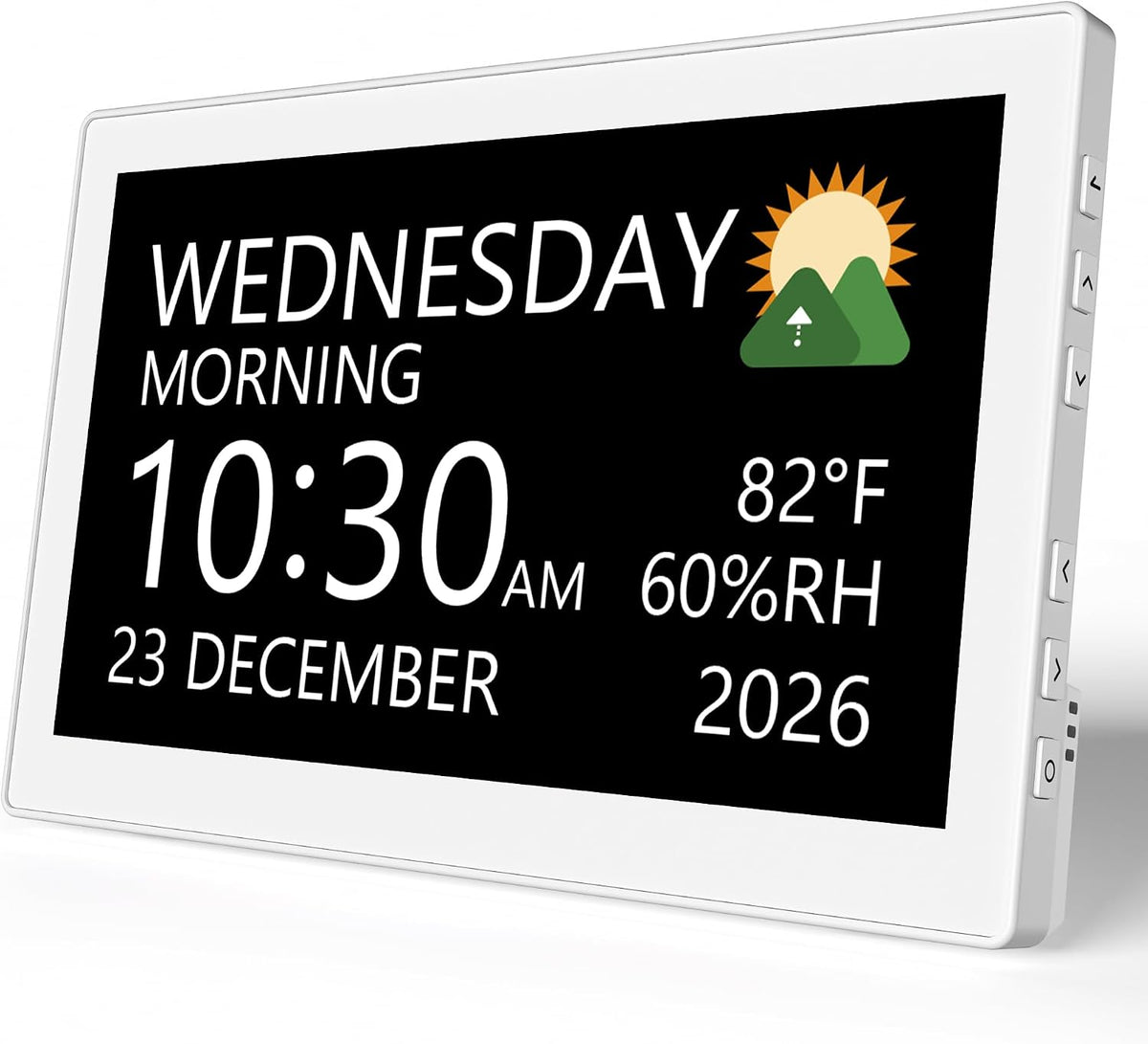 Digital Clock, 10.1 Inch Large Display Calendar Clock with 12 Themes, 20 Alarms, 20 Reminders, Auto Dimming, 12/24 Hours, Indoor Temperature, Humidity for Seniors, Desk (Black)