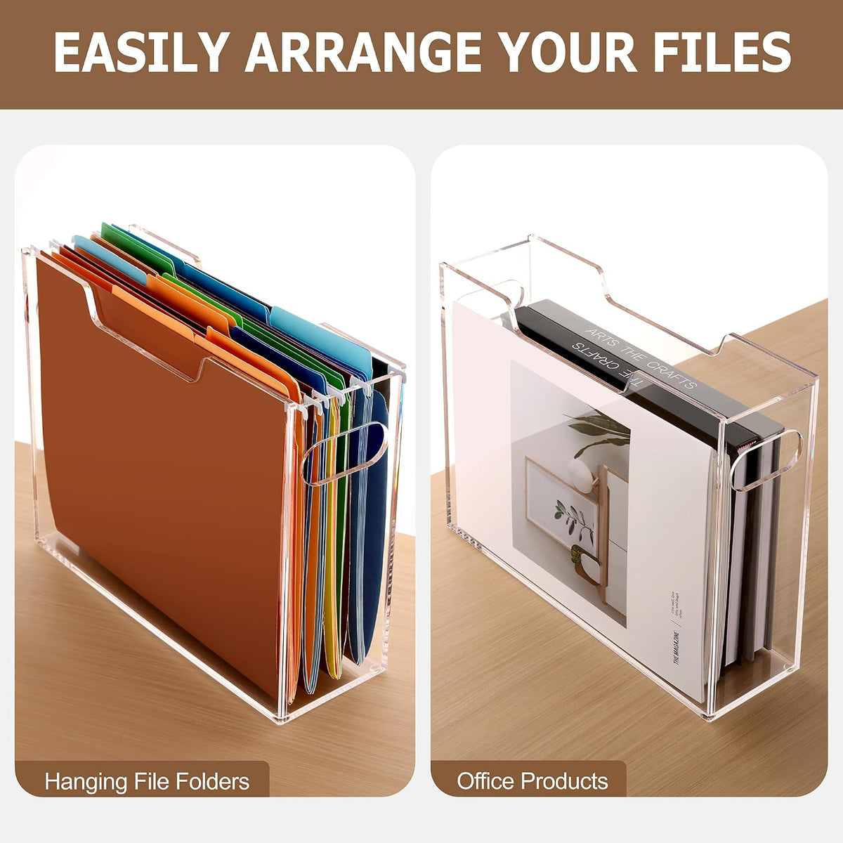 Acrylic File Folder Organizer, Letter Size Hanging File Organizer