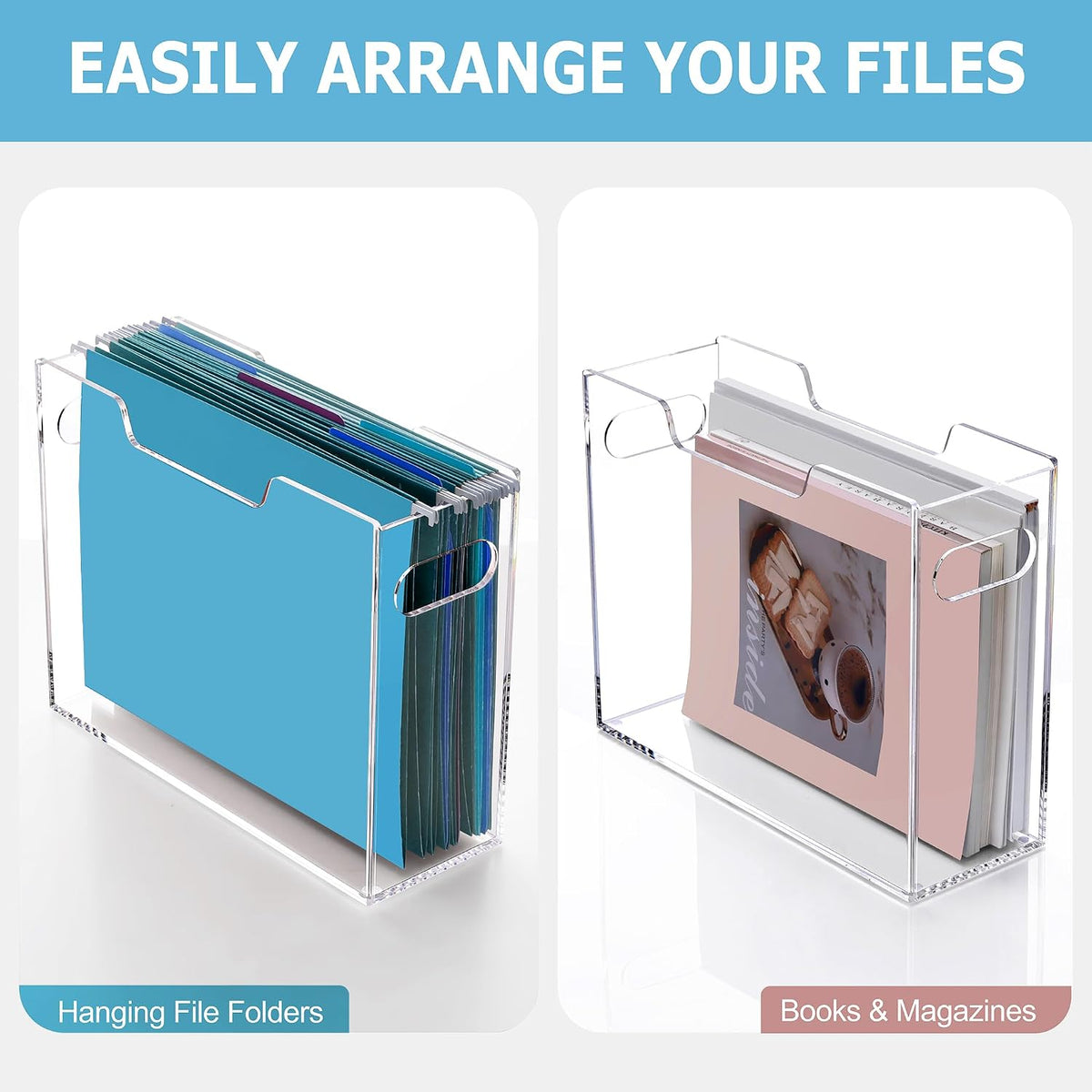 Acrylic File Folder Organizer, Letter Size Hanging File Organizer