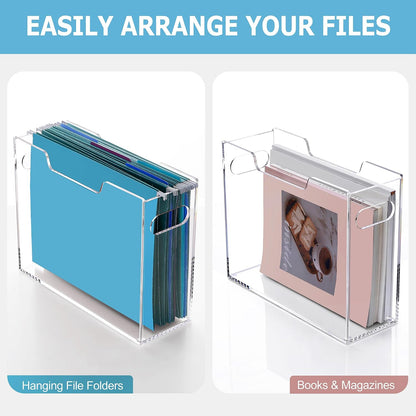 Acrylic File Folder Organizer, Letter Size Hanging File Organizer