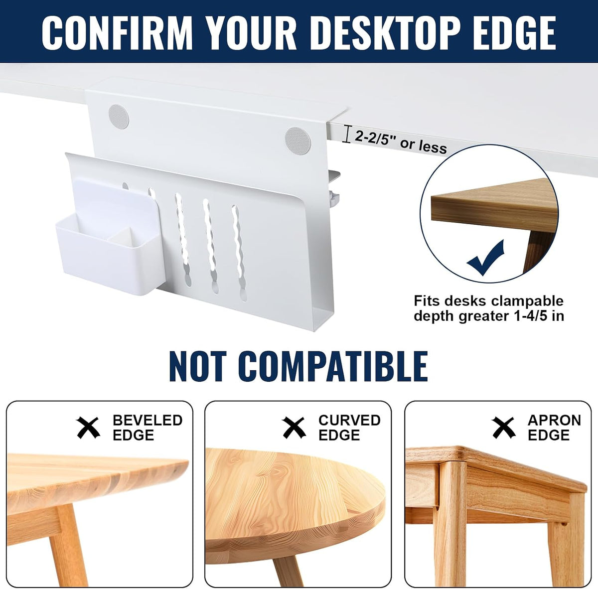 Desk Side Storage, Under Desk Hanging Desk Accessories