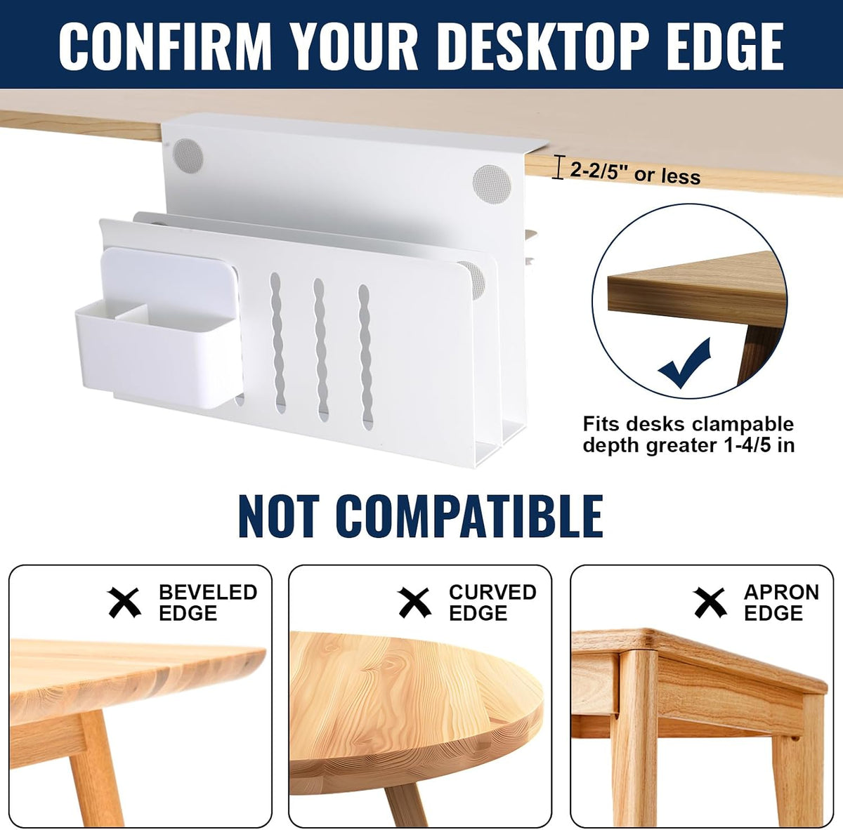 Desk Side Storage, Under Desk Hanging Desk Accessories