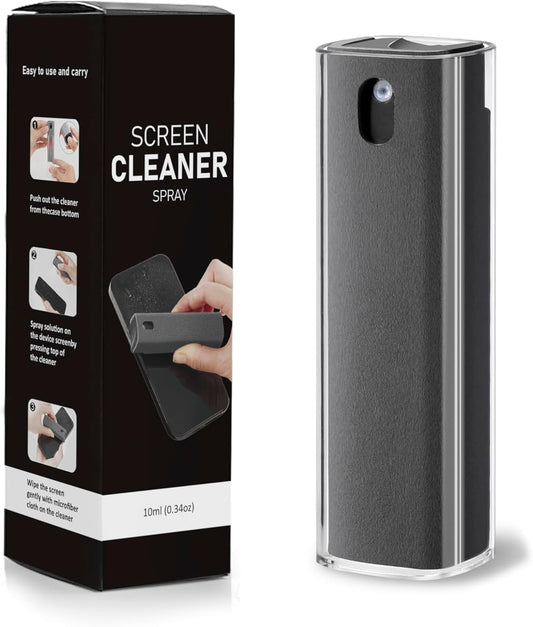Screen Cleaner Spray Kit – 3-in-1 Detachable Design with Built-in 10mL Spray Bottle, Microfiber Cloth & Protective Shell – for Phone, Tablet, Laptop, Car Display & Touchscreens