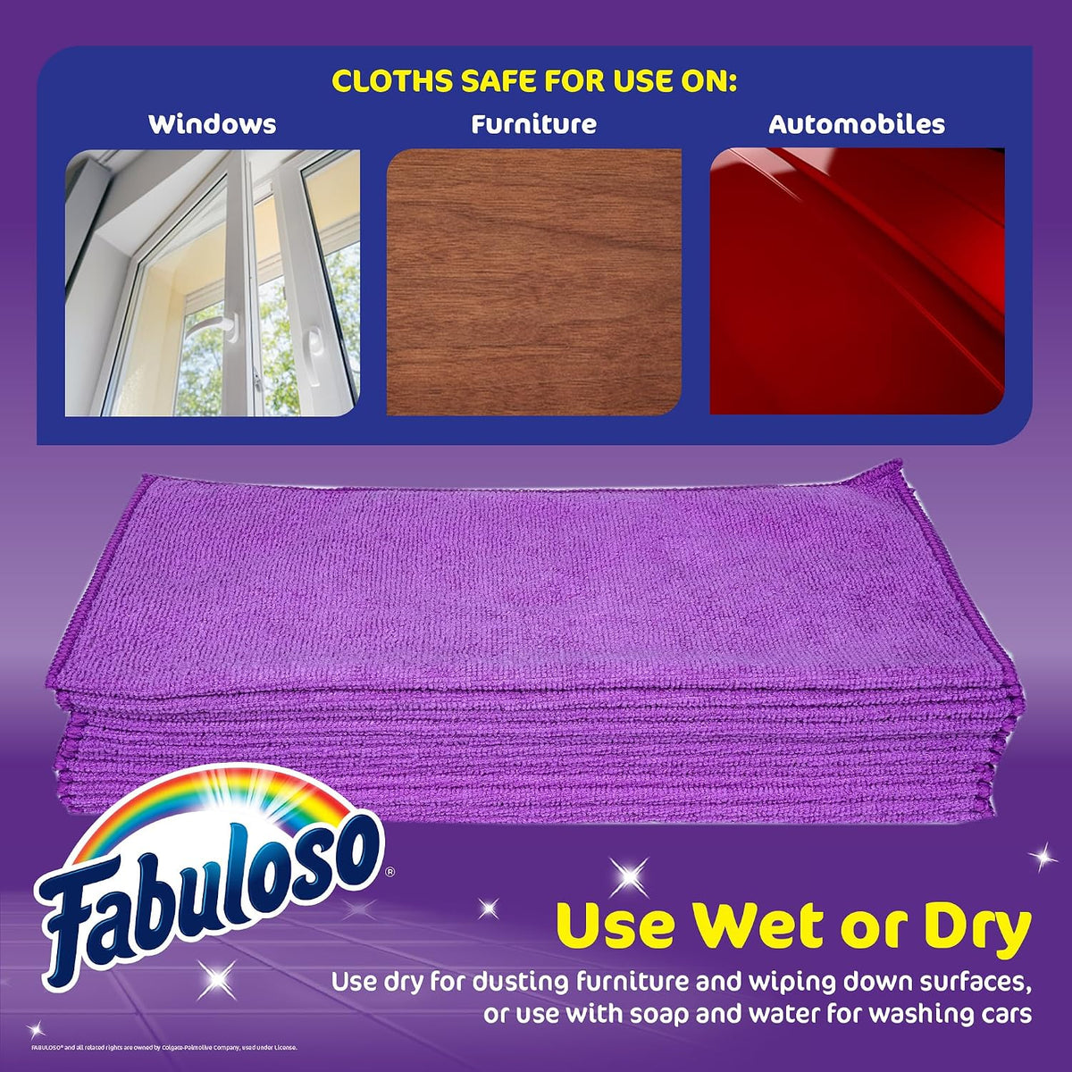 Microfiber Cleaning Cloths for Home & Car, 13x13, Purple