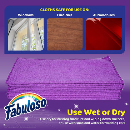 Microfiber Cleaning Cloths for Home & Car, 13x13, Purple