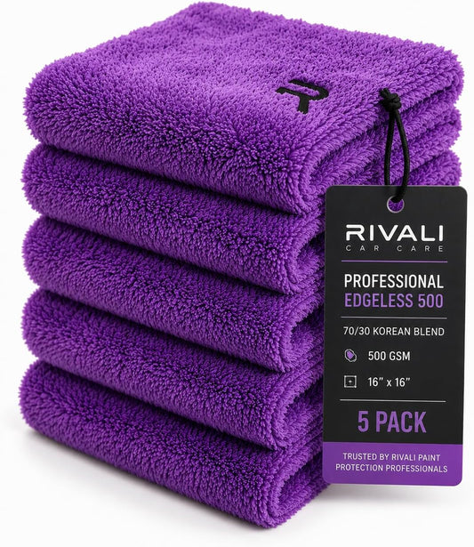 Car Care Microfiber Towels 5-Pack, 500GSM Edgeless Scratch-Free