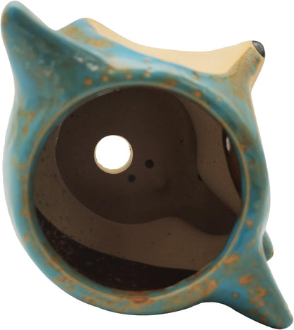 Animal Ceramic Planter Pot, 3.9" Fox Shaped Planters Ceramic Flowerpot Small Succulent Pots Cactus Pot for Home Decor Office Desktop Decoration - Plants Not Included (Blue)