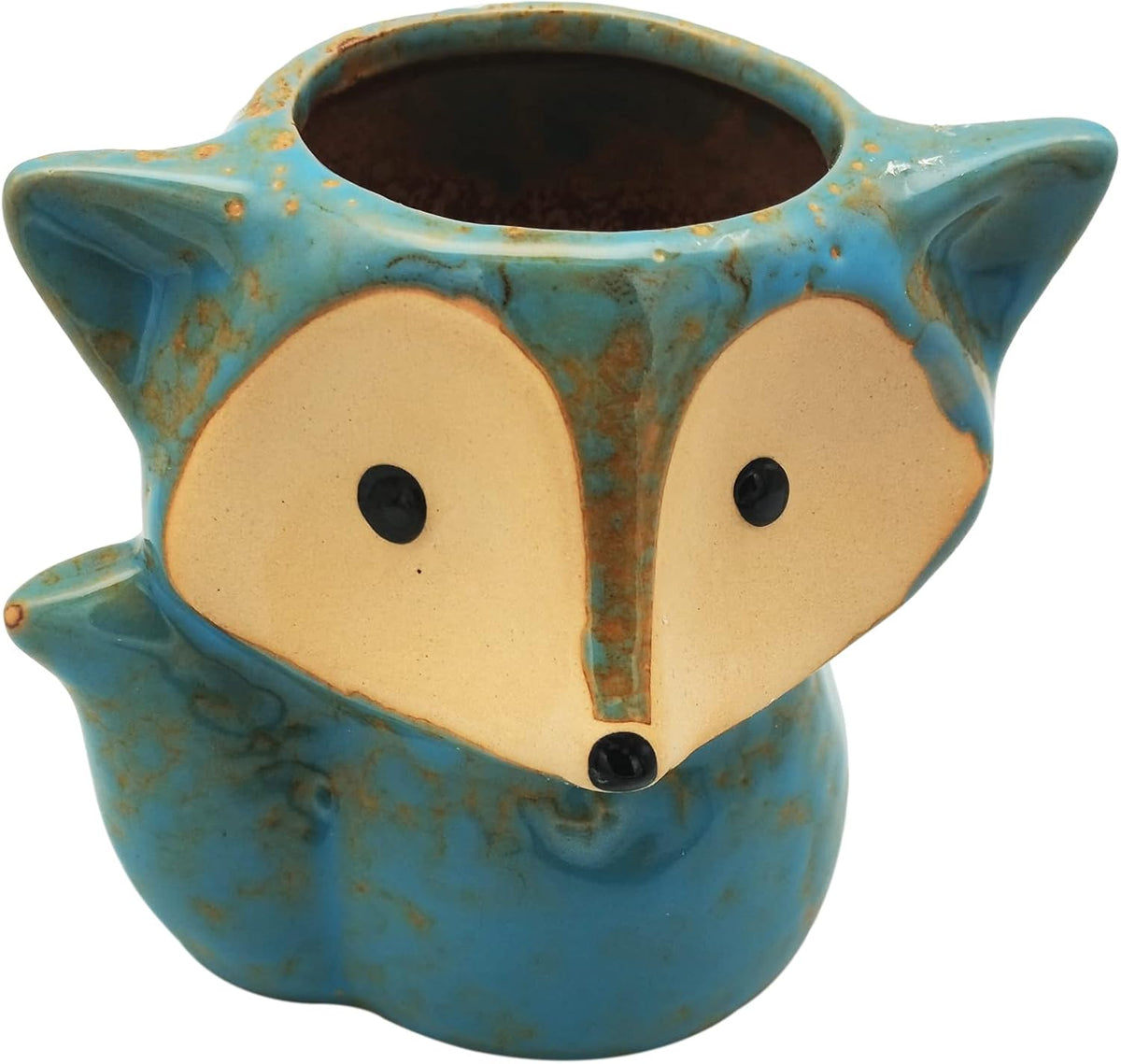 Animal Ceramic Planter Pot, 3.9" Fox Shaped Planters Ceramic Flowerpot Small Succulent Pots Cactus Pot for Home Decor Office Desktop Decoration - Plants Not Included (Blue)