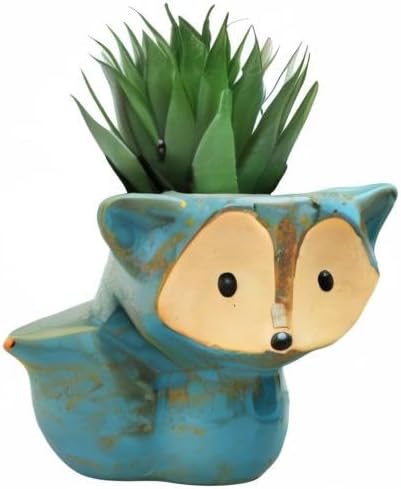Animal Ceramic Planter Pot, 3.9" Fox Shaped Planters Ceramic Flowerpot Small Succulent Pots Cactus Pot for Home Decor Office Desktop Decoration - Plants Not Included (Blue)