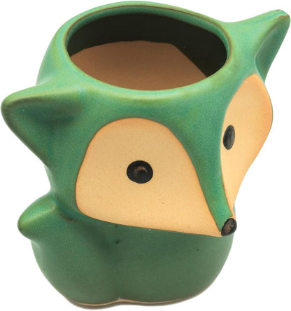 Animal Ceramic Planter Pot, 3.9" Fox Shaped Planters Ceramic Flowerpot Small Succulent Pots Cactus Pot for Home Decor Office Desktop Decoration - Plants Not Included (Blue)
