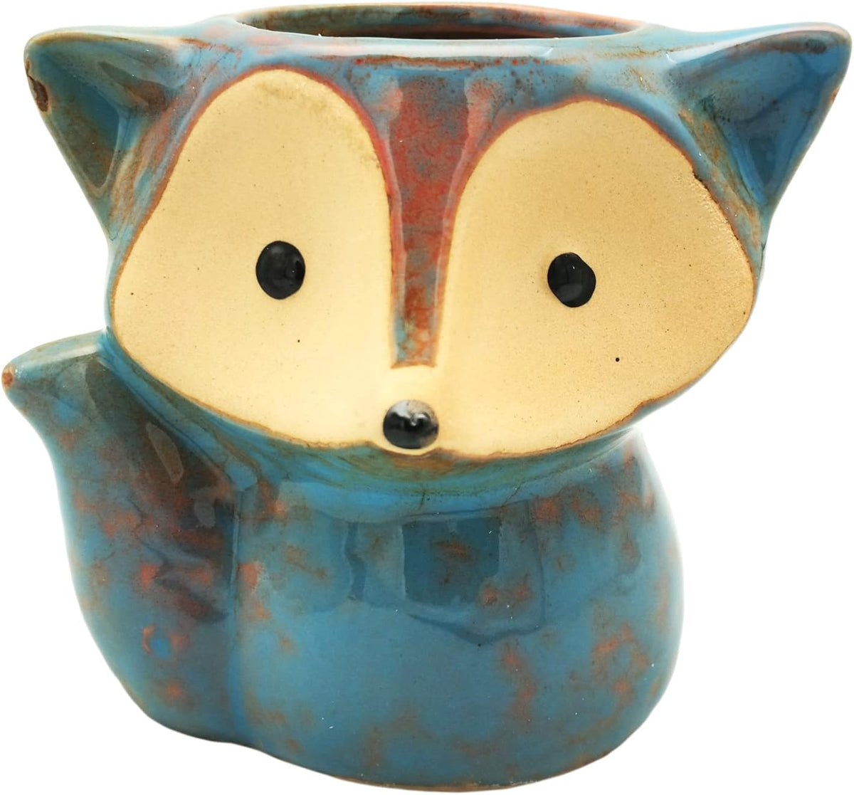 Animal Ceramic Planter Pot, 3.9" Fox Shaped Planters Ceramic Flowerpot Small Succulent Pots Cactus Pot for Home Decor Office Desktop Decoration - Plants Not Included (Blue)