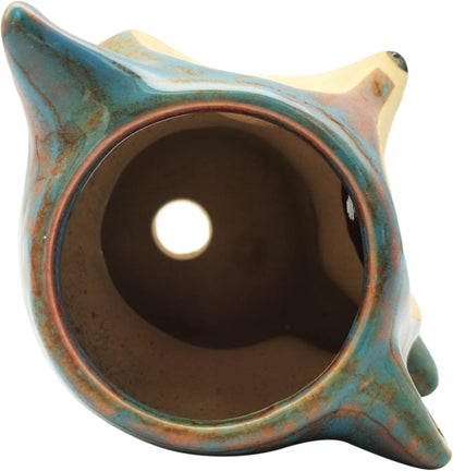 Animal Ceramic Planter Pot, 3.9" Fox Shaped Planters Ceramic Flowerpot Small Succulent Pots Cactus Pot for Home Decor Office Desktop Decoration - Plants Not Included (Blue)