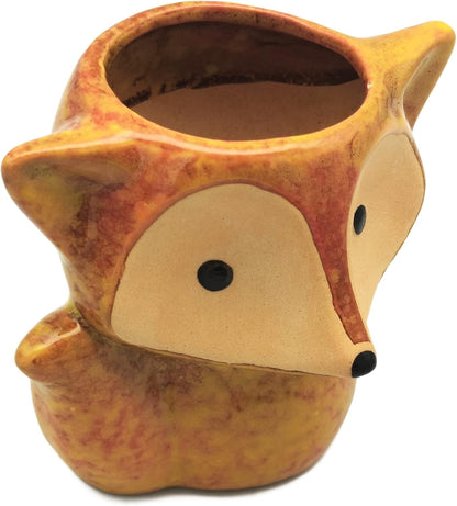 Animal Ceramic Planter Pot, 3.9" Fox Shaped Planters Ceramic Flowerpot Small Succulent Pots Cactus Pot for Home Decor Office Desktop Decoration - Plants Not Included (Blue)