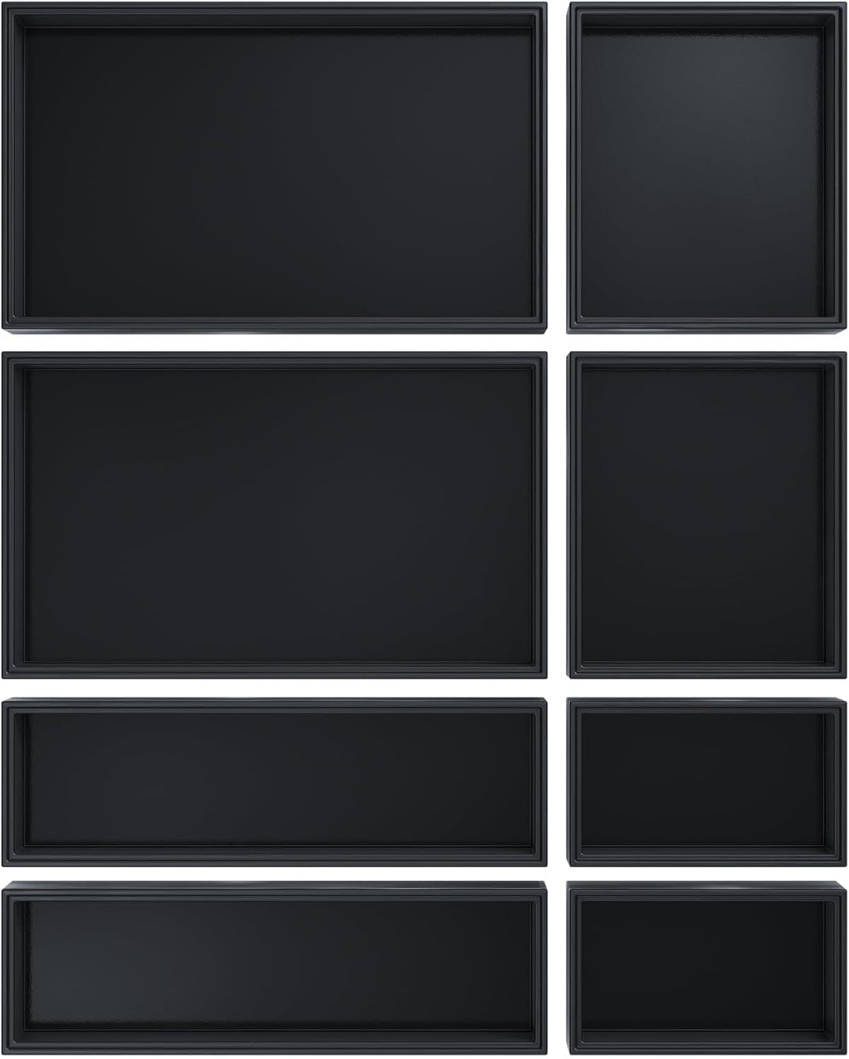 Bamboo Drawer Organizer, 8-Piece Set, Black