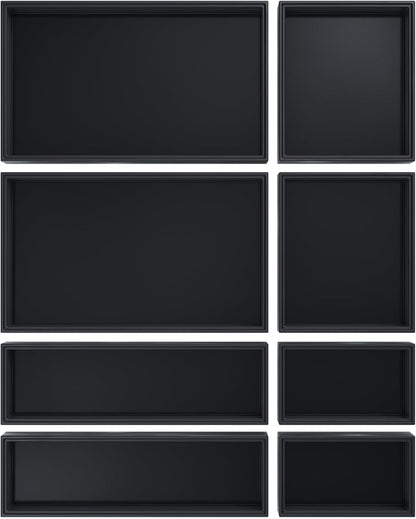 Bamboo Drawer Organizer, 8-Piece Set, Black