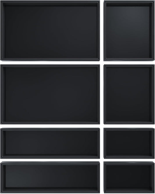 Bamboo Drawer Organizer, 8-Piece Set, Black