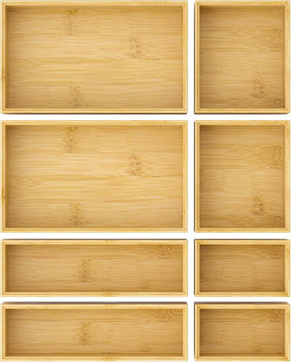 Bamboo Drawer Organizer, 8-Piece Set, Black