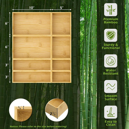 Bamboo Drawer Organizer, 8-Piece Set, Black