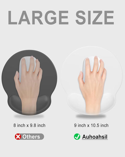 Ergonomic Mouse Pad with Wrist Rest, Comfortable Silicone Non-Slip Computer Pain Relief Gel Mouse Mat with Wrist Support for Gaming, Work, Office, Women & Men, Cute Pattern, Beige