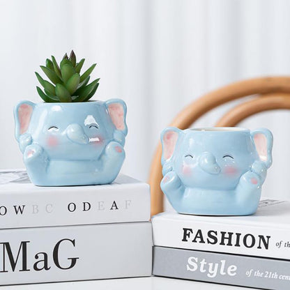 DIYOMR Cute Animals Planter, Mini Ceramic Cartoon Animal Shaped Succulent Flower Pot Indoor Air Plants Holder, Smooth Shiny Decorative Flower Cactus Planter - Plants Not Included (Panda)