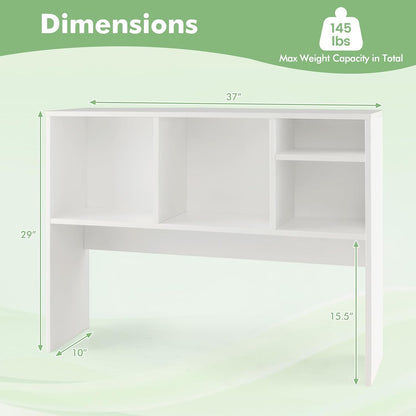 Desktop Bookshelf, Countertop Storage Hutch with 5 Shelves for Computer Desk, Desk 3-Tier Display Rack, Multipurpose Wood Desktop Hutch Storage Organizer for Dorm Office Home