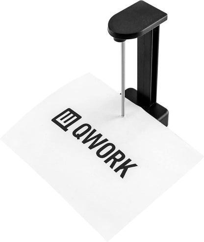 QWORK Paper Memo Holder Receipt Holder, 2 Packs Black Receipt Invoice Spike Stick Bill Fork Memo Note Spike with Safety Cap and Base