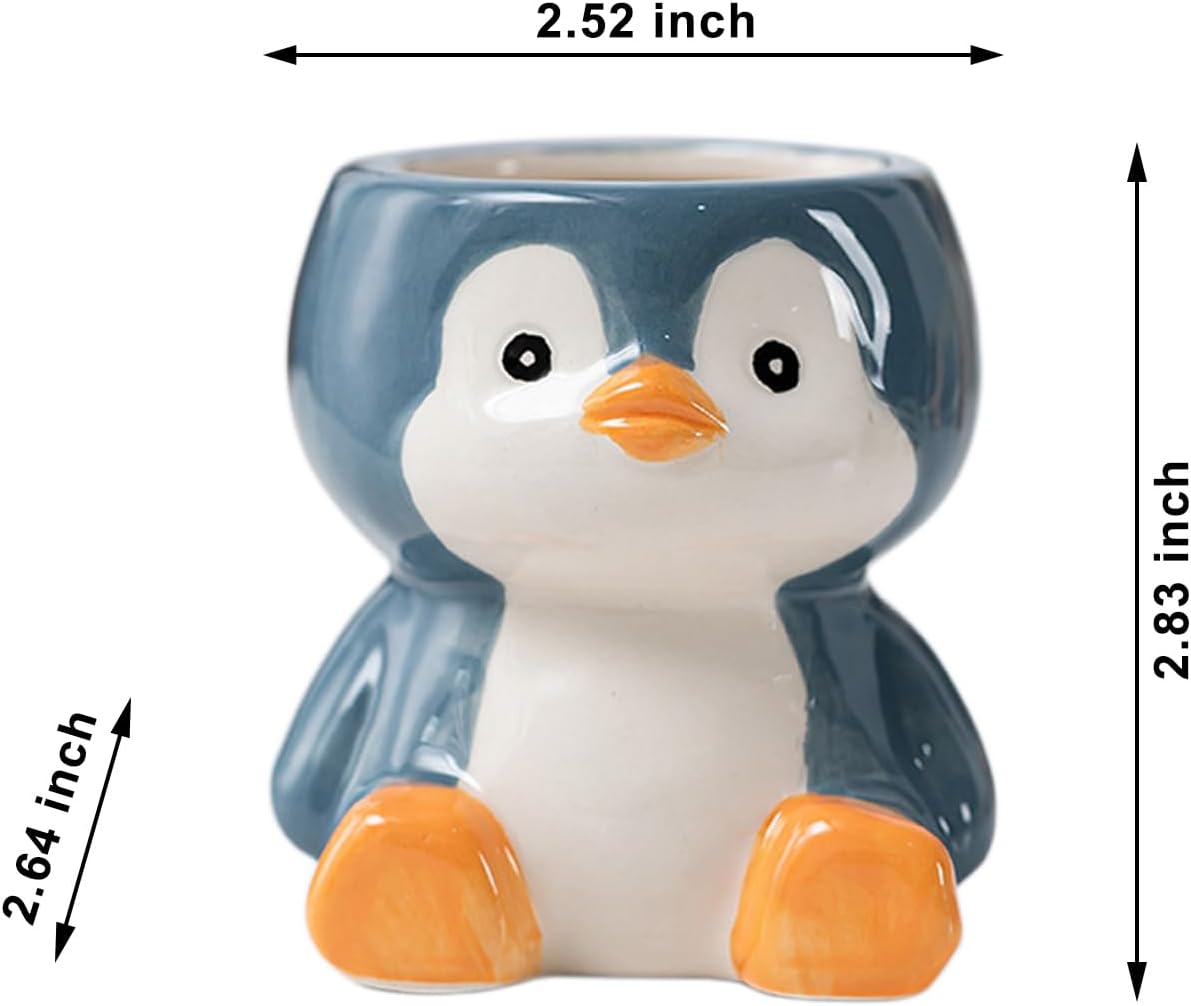 DIYOMR Cute Animals Planter, Mini Ceramic Cartoon Animal Shaped Succulent Flower Pot Indoor Air Plants Holder, Smooth Shiny Decorative Flower Cactus Planter - Plants Not Included (Panda)
