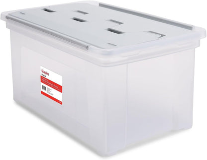 Hanging File Folder Box, Storage Bin Organizer, Snap Lid, Clear