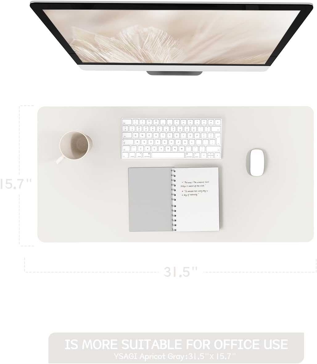 YSAGi Non-Slip Leather Desk Pad, Waterproof Laptop Computer Desk Keyboard Mat, Table Protector Blotter Mat, Large Mouse Pad for Office/Work/Home/Decor(Dark Brown, 31.5" x 15.7")